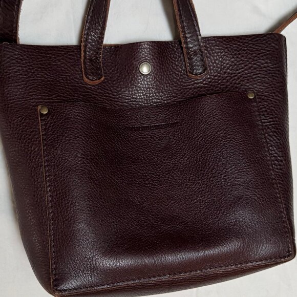 Portland Leather Goods Coldbrew Brown Pebble Convertible Crossbody Mini Tote - Picture 4 of 12